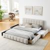 Queen Size Upholstered Bed ,comfortable upholstered bed frame, Chenille fabric
