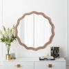 23.62 inches Wood Round Wavy Wall Mirror Round Wall Mirror Scalloped Mirror -Large Decorative Wood Framed Hanging Circle Mirror Modern Farmhouse Decor