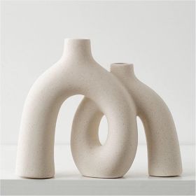 Hug Donut Decorative Vase Set - Modern Nordic Boho Style Vases Home Decor, Matte Ceramic Decorations for Living Room Shelf