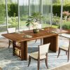 Farmhouse Dining Table Wooden Kitchen Table with Shelves for 6 to 8