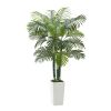 VEVOR Artificial Areca Palm Tree 6 ft, Fake Palm Tropical Plants with White Tall Planter, Faux Floor Silk Plant in Pot