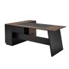 VEVOR L-Shaped Executive Desk, Large Modern Office Table with Drawers and Storage Cabinet, Heavy Duty Wooden Executive Table, 350 LBS Load Capacity