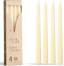 Leor & Lair Ivory Taper Candles - 4 Pack 10" Ivory Candlesticks - Unscented Cream Candle Sticks for Home Decoration, Holiday Tables, Weddings