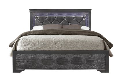 SHAKER GREY KING BED WITH LED