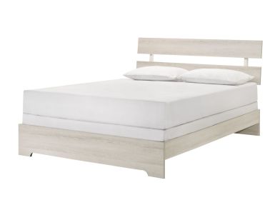 1pc Rustic King Platform Bed Slat Headboard Low-profile Bed Frame White Wash Finish Contemporary Bedroom Furniture