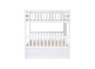 Full Over Full Rubber Wood Bunk Bed with Trundle, Ladder and Guardrails, Convertible to 2 Full Size Beds, with Twin Size Trundle,White