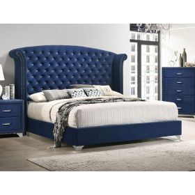 Chantel Pacific Blue Upholstered Wingback Eastern King Bed