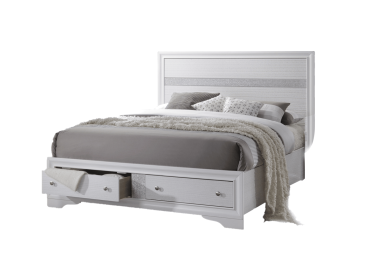 Traditional Style Queen Size Storage Bed made with Wood in White