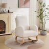 27.2"W Rocking Chair for Nursery, Sherpa Glider Chair with High Back and Side Pocket