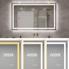 48 x 32 Inch LED Bathroom Mirror with Front and Backlight, Wall Mounted Vanity Mirror with Aluminum Frame, Anti-Fog, Memory, 3 Colors