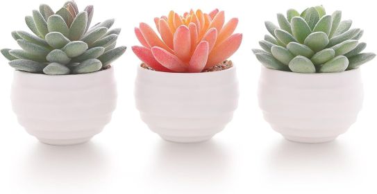 Artificial Faux Succulents in Pots Fake Plants Ceramic Arrangement Planter for Women Desk Small Mini Tiny Decoration for Home Office Desk Window
