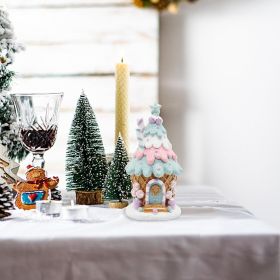 Gingerbread House Decorations, Pastel Pink Gingerbread Christmas Decor, Christmas Resin Ginger Bread Treehouse Decorations Indoor