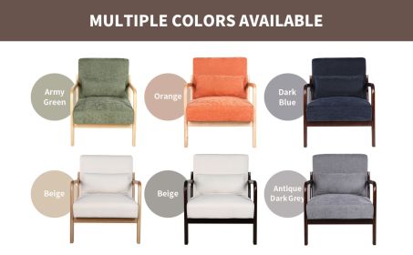 Mid Century Modern Armchair, Accent Chair with Solid Wood Frame and Detachable Lumbar Pillow for Living Room, Bedroom