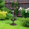 Standing Pedestal Birdbath and Feeder Combo with Lotus Leaf Bowl