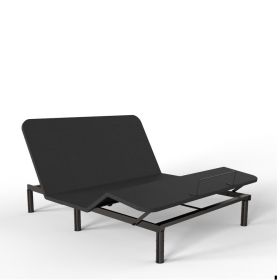 Black dual-motor adjustable electric bed , with 9-key remote control , Easy Assembly,Queen size bed frame