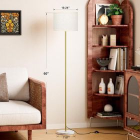 60'' Modern Floor Lamp with Shade, Tall Lamps for Living Room, Bedroom, Office, Dining Room, Gold Standing Lamp with Marble Base(Without Bulb)