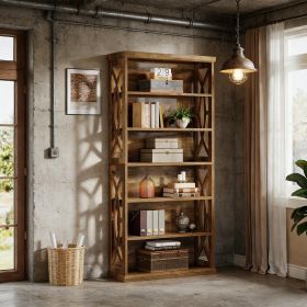 Wooden Bookshelf, 6-Tier Freestanding Bookcase Display Shelves