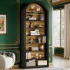 Tall Bookshelf, Wooden Arched Bookcase Display Shelving Unit
