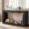 63" Narrow Console Table with Wavy Hollow Design, 2-Tier Extra Long Entryway Table with Storage Shelf - Black