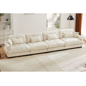 Super Comfort Oversized Modular Velvet Sectional Sofa Couch with Movable Ottoman,Corner Sectional with Bolstered Armrests, Deep Seat Cloud Couch