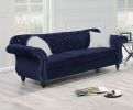 Formal Luxury Look 1pc Indigo Velvet Sofa w Pillows Living Room Furniture Couch