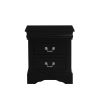 Black Finish Traditional Bedroom Wooden Nightstand 1pc Louis Philippe Style Furniture Two Drawers Storage