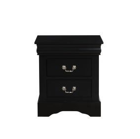 Black Finish Traditional Bedroom Wooden Nightstand 1pc Louis Philippe Style Furniture Two Drawers Storage