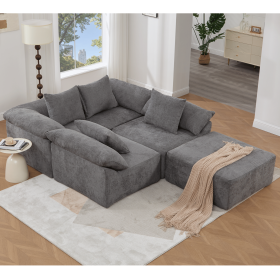 [NEW ARRIVED] [VIDEO PROVIDED] 142" L Shaped Modular Sectional Sofa,No Assembly,5 Piece Couch, Convertible Sleeper Couch,Full-Compressed Couch