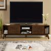 67.9 Inch Mid Century Modern Rattan TV Stand for TVs up to 75", Entertainment Cabinet, Media Console for Living Room Media Room