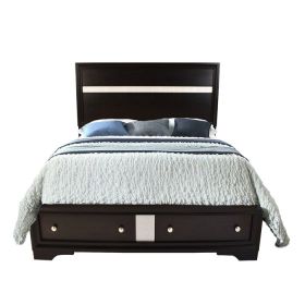 Traditional Style Queen Size Storage Bed made with Wood in Black