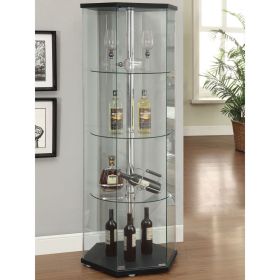 Tenley Black and Chrome Glass 4-shelf Curio Cabinet