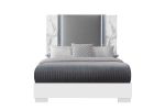 MOON WHITE MARBLE KING BED W/LED