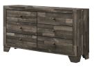 1pc Rustic Six Drawers Storage Dresser Brown Gray Finish Wooden Bedroom Furniture
