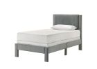 1pc Contemporary Plush Upholstered Headboard Ribbed Texture Low-profile Frame Unobtrusive Legs Youth Kids Twin Platform Bed Light Gray Bedroom Furnitu