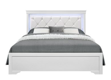 SHAKER WHITE KING BED WITH LED