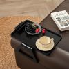 Acacia Wood Arm Table (15.35" D x 9.8" W x 5.7" H), Couch Arm Tray for TV Dinners, Remote, Foldable Armrest Organizer