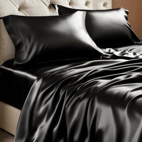 Satin Sheets Queen Size Bed Set  Luxury Soft Sheets for Hair and Skin