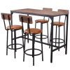 Bar Table, 5PCS 47″ Bars Tables Set, Bar Tables and Chair Set with Rounded Edge Design, Rectangular Pub Table with Four Stools