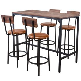 Bar Table, 5PCS 47″ Bars Tables Set, Bar Tables and Chair Set with Rounded Edge Design, Rectangular Pub Table with Four Stools