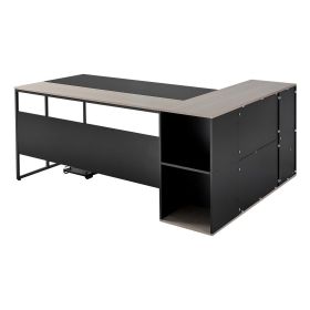 VEVOR L-Shaped Executive Desk, Large Modern Office Table with Drawers & Storage Cabinet, Heavy Duty Wooden Executive Table with CPU Stand