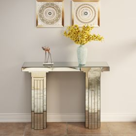 Mirrored Console Table Wide Bling Silver Mirror Entryway Desk Modern Rectangle Sofa Table Entryway Tables for Living Room--Self-pickup is not supporte