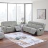 Motion Sofa Loveseat w Console Ash Color Fur Like Corduroy 2pc Reclining Sofa Set Living Room