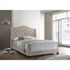 Copper Beige Upholstered Queen Wingback Bed