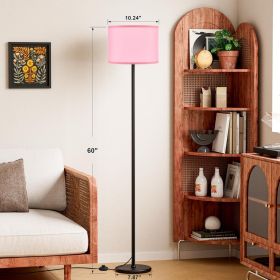 60'' Modern Floor Lamp with Shade, Tall Lamps for Living Room, Bedroom, Office, Dining Room, Pink Shade with Black Pole(Without Bulb)