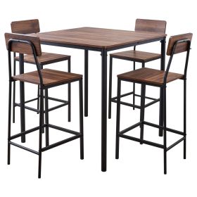 Bar Table, 5PCS 35″ Bars Tables Set, Bar Tables and Chair Set with Rounded Edge Design, Square Pub Table with Four Stools