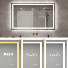 24"*36"LED Bathroom Mirror,Front-Lit and Back-Lit, Stepless Dimmable, 3 Colors CRI90+, Brightness Memory, Shatter-Proof,Anti-fog LED Vanity Mirror