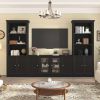 U-Can 128.2" W Wall Unit Entertainment Center with Bookshelves for TVs up to 80", Modern TV Stand Media Console with tempered glass Cabinets