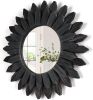 Black Wall Decor Wall Mirror 12 inch Boho Wall Decor Wood Decorative Mirror for Room Decor Home Decor for Bedroom Living Room Bathroom Kitchen Black