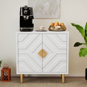 2-Door Accent Cabinet with Embossed Doors, Storage Sideboard & Buffet for Living Room, Kitchen, Dining Room, Entryway