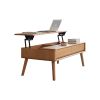 Elevating Center Table Low Table 100% Solid Oak Wood Top Plate Desk Coffee Table Width 120 x Depth 65 x Height 45 cm Study Desk Work From Home Easy To